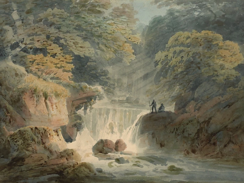 1753-Francis Nicholson - Paesaggio con cascata a Goathland, Yorkshire